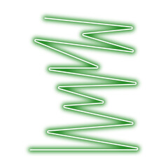 Neon shiny line png. Glowing green line on transparent background.