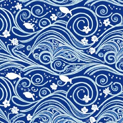 Generative AI blue and white swirl pattern background wallpaper. 