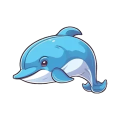Tuinposter Adorable Dolphin: A Charming 2D Illustration © pisan