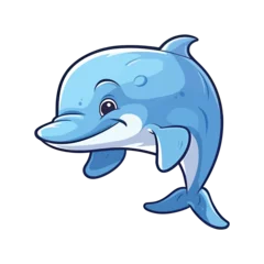 Foto op Plexiglas Adorable Dolphin: A Charming 2D Illustration © pisan