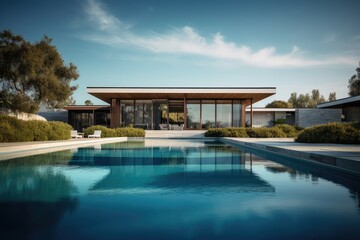 Modern house with pool, Hi-tech, luxury villa, real estate, home, property, exotic garden