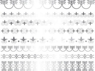 Obraz premium 花と蔓草のラインセット シルバー