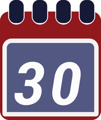 Page of calendar displaying day 30. Illustration, vector