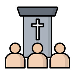 Church Meeting Line Color Icon