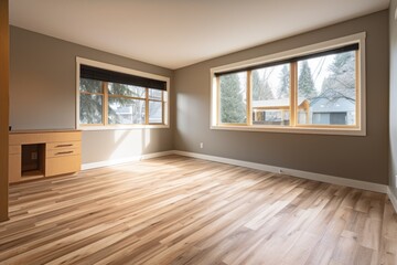 Obraz premium a room in a home improvement project, with new flooring and new paint, created with generative ai