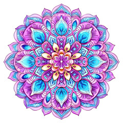 Mandala floral pattern isolated on transparent background. Meditation and Yoga. PNG, Generative AI