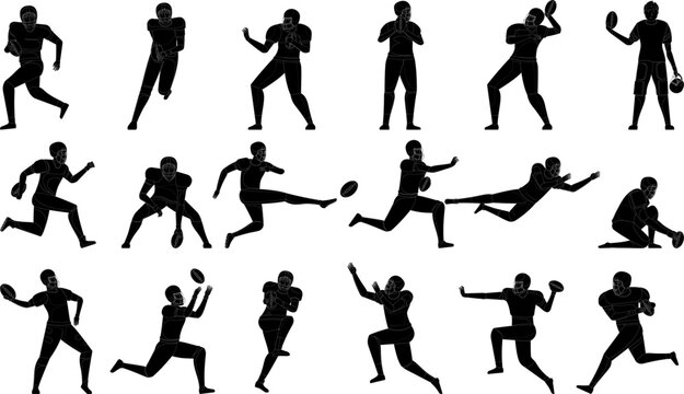 set of silhouettes of people play game