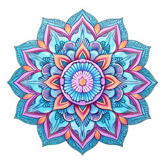Mandala floral pattern isolated on transparent background. Meditation and Yoga. PNG, Generative AI