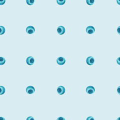 Seamless watercolor pattern with blueberry on blue background. Minimalism style