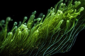 Algae, microalgae macro. biotechnology, science. Biofuel research process in laboratory. Generative AI