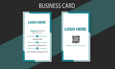 Blue modern creative business card and name card ,vertical simple clean template , layout in rectangle size.