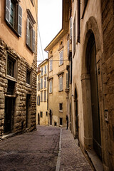 Fototapeta na wymiar Historical center of Bergamo, upper town traditional houses Italy