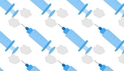 medical pattern with a syringe and cotton wool