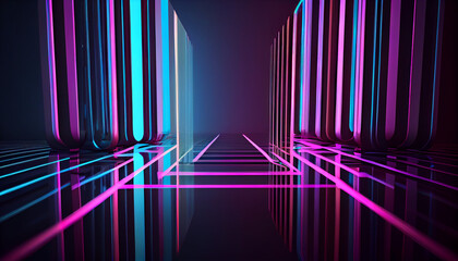 3d render abstract neon background Ai generated image