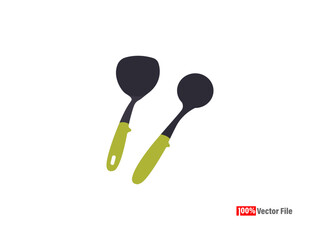 Realistic color spoon.  wooden color teaspoon isolated on white background.table utensils.vector illustration, Set of fork spoon and knife. Black vector illustration on white background.