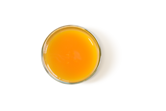 Glass of orange juice  top view PNG transparent