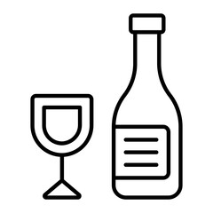Wine Bottle Thin Line Icon