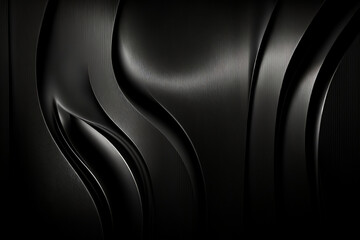 Fondo abstracto negro con textura metalica formado por curvas