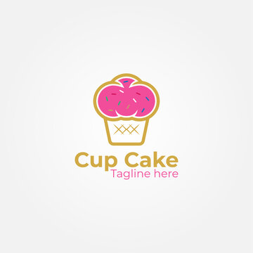Cup Cake Logo Vector Design for food and bakery business