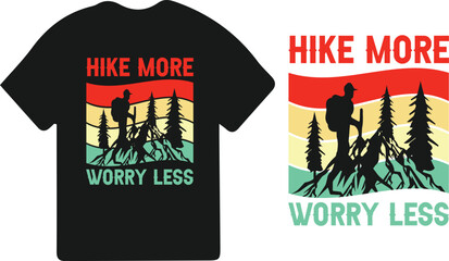 Hiking t-shirt design. Wild, mountain, Hiker, and adventure silhouettes Vector illustration.