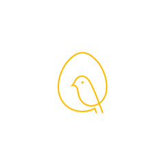 chick in the egg logo in minimalist and simple line art style © Dina