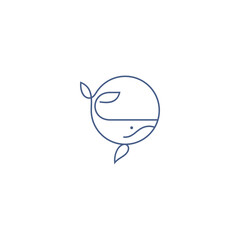 whale logo in minimalist and simple line art style