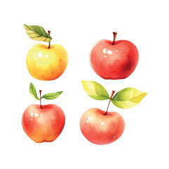 Red apple watercolor in hand drawn style on white background. Sketch drawing. Healthy eating. Watercolor hand drawn background. Organic food.