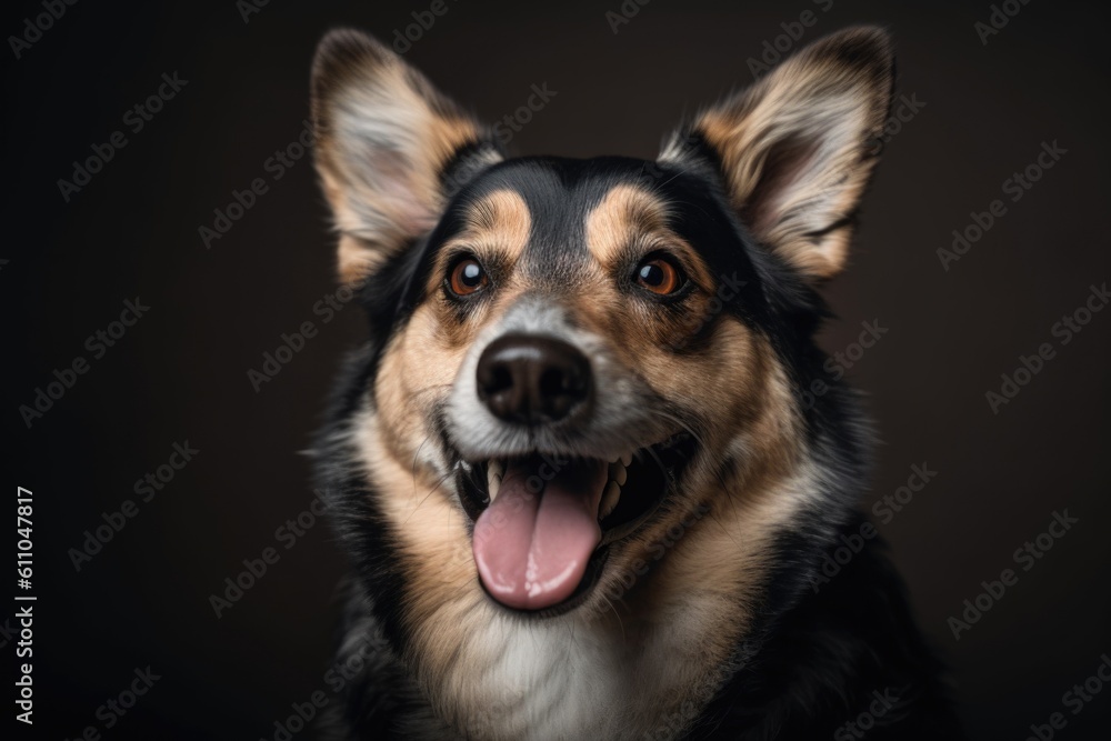 Canvas Prints portrait of happy dog, with its tongue hanging out, looking friendly and playful, created with generative ai