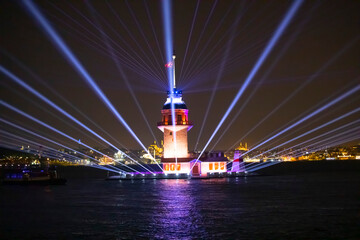The newly restored Maiden's Tower, a light show on the Sea of Marmara.