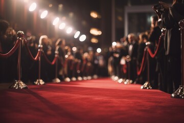 red carpet at celebrity-studded movie premiere with paparazzi in the background, created with generative ai - obrazy, fototapety, plakaty