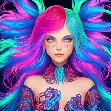 Beautifull colored hair anime person