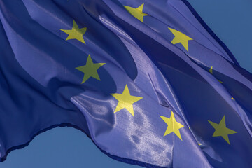 close up of waved European Union flag