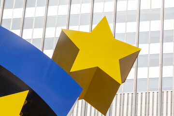 close up of yellow star on European Union sign