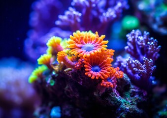 Naklejka na ściany i meble Tropical underwater coral reef. Generative AI.