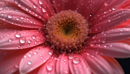 Obraz premium Close-up shot of a flower petal adorned with water droplets. Generative AI.