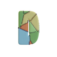 Stitched Fabric Colors 3D Alphabet or PNG Letters