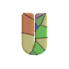 Stitched Fabric Colors 3D Alphabet or PNG Letters