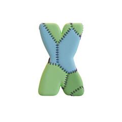 Stitched Fabric Colors 3D Alphabet or PNG Letters