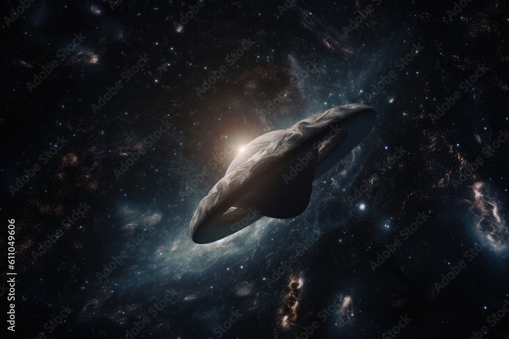 Wall mural alien life form, with view of the stars and galaxies, floating in space, created with generative ai