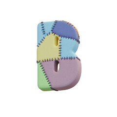 Stitched Fabric Colors 3D Alphabet or PNG Letters