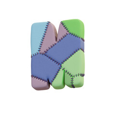 Stitched Fabric Colors 3D Alphabet or PNG Letters