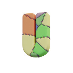 Stitched Fabric Colors 3D Alphabet or PNG Letters