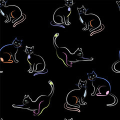 Seamless pattern with cats. For fashion print and decorative packaging.
