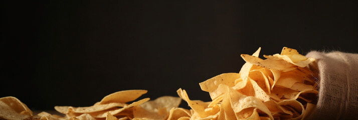 Banner close up on tortilla mexican snack food on neutral background, banner, generative AI
