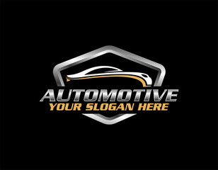 illustration of car rental logo, emblem, badges isolated on black background, dark logo with attractive color gradient.