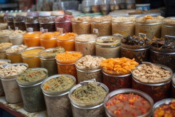 fermented foods market, with various types of fermented foods for sale, created with generative ai