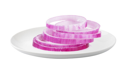 slice onion in a plate isolated on transparent png
