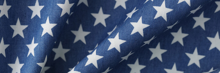 Navy blue wavy fabric with white stars texture background