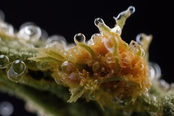 Naklejka na ściany i meble close-up of medical marijuana bud, with its sticky resin and distinctive smell, created with generative ai