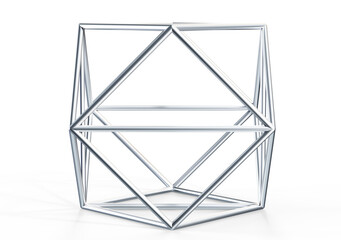 Abstract 3d rendering of flying cube